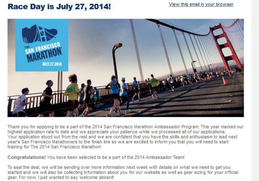 The email with the good news.