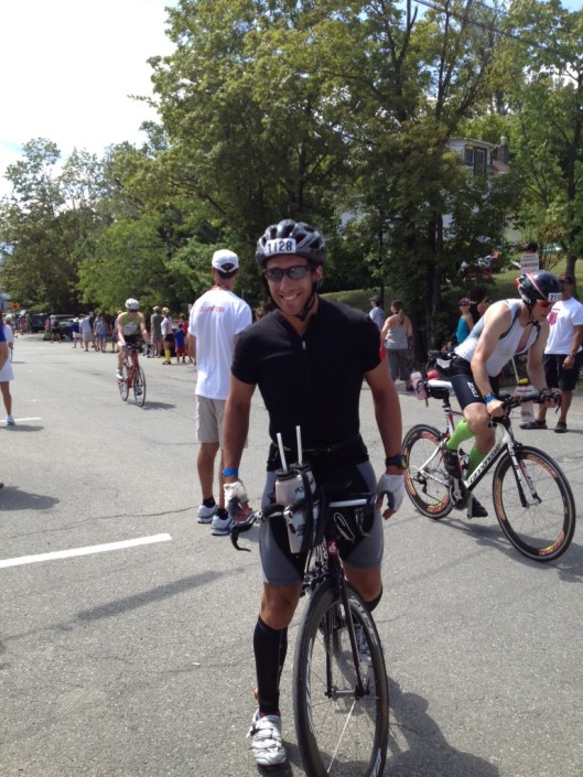 All smiles after choosing to wear bike shorts.  I was yet to sip the warm sludge.