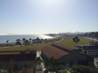 View from Lincoln Boulevard above Chrissy Field and before the bridge.