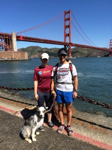 Running with a furry friend.