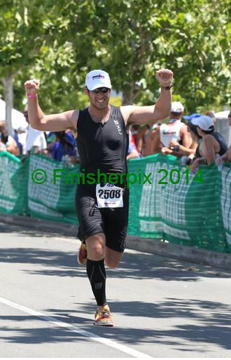 Running down the finisher chute!