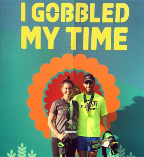 Basking in post-race glory.