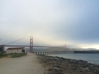 The bridge is peeking out. 