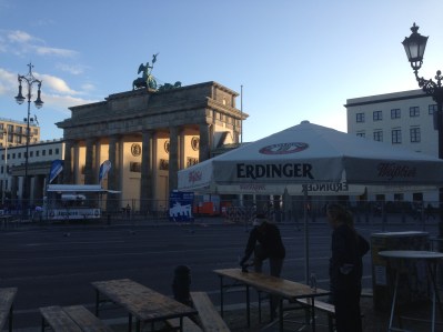 The finish line and the all important Erdinger tent meet-up spot.